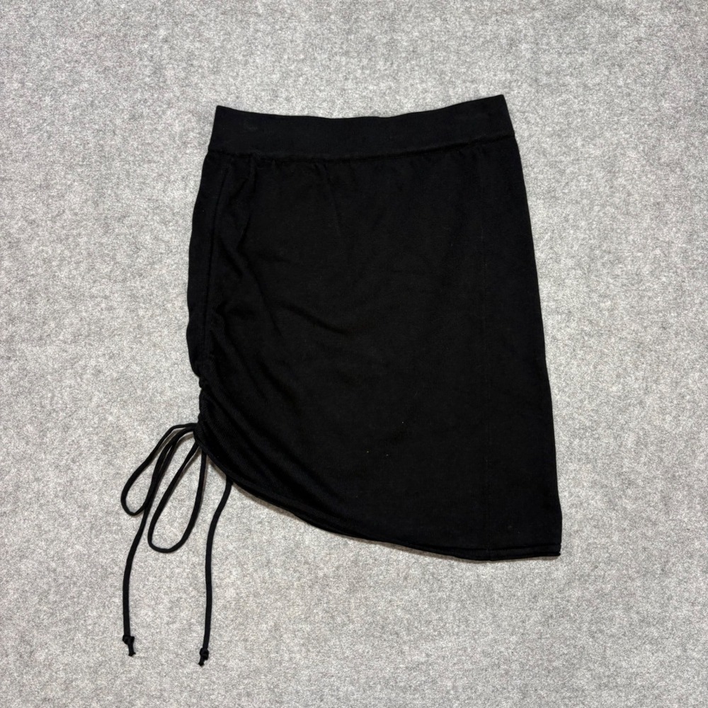 Modern Citizen Black Knit Asymmetrical Ruched Mini Skirt Small